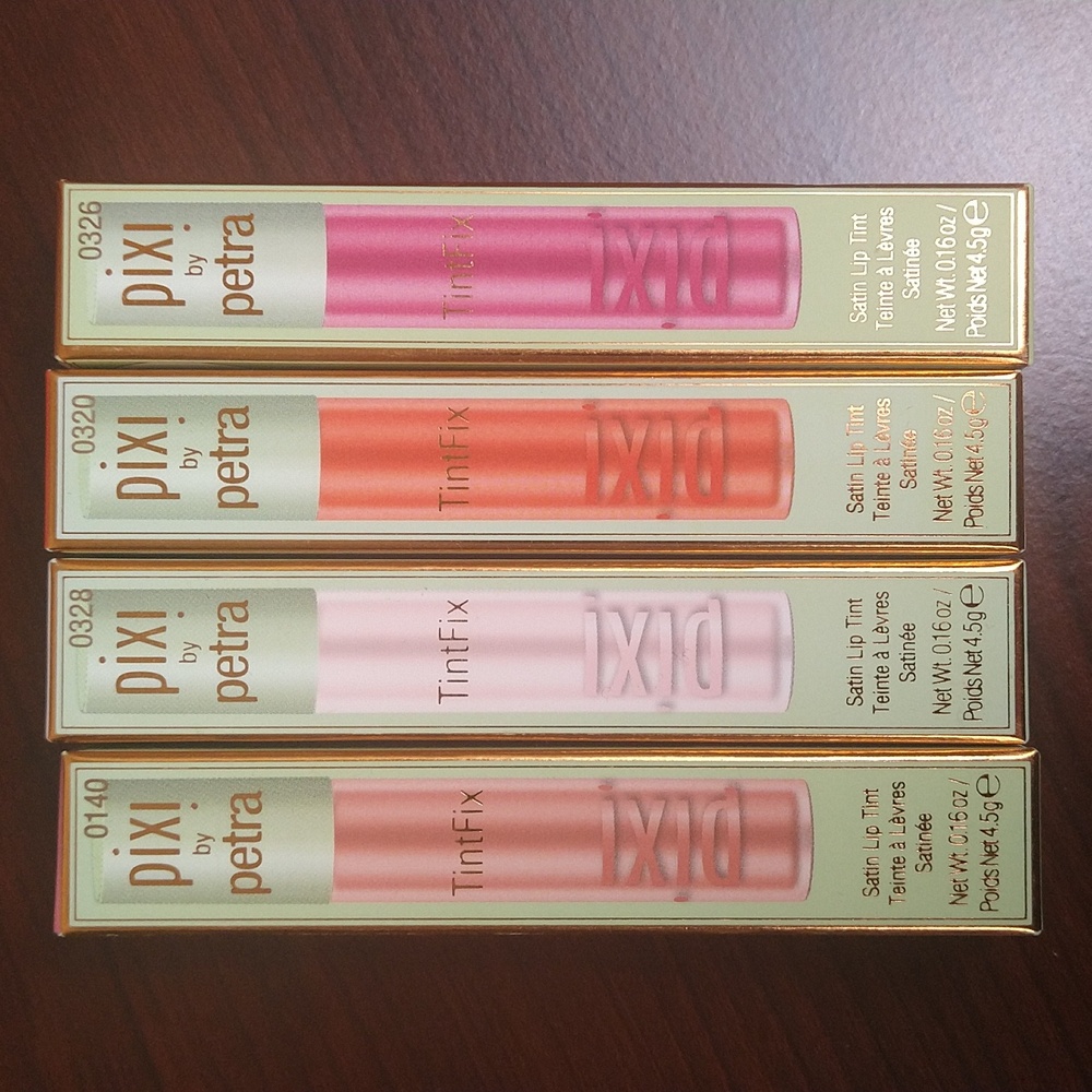 Set of 4 Pixi Beauty Satin Lip Tint Lip Glosses